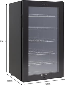 Vantivo® Minibar - Mini Koelkast Glazen Deur - Drankenkoelkast - Flessenkoelkast - 100L - Zwart — thumbnail 2