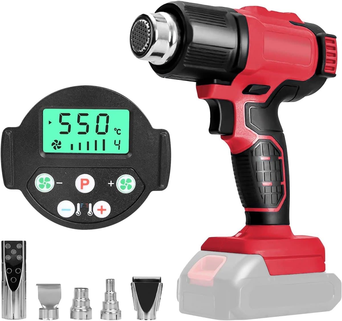 Wireless Heat Gun for Milwaukee 18V Li-Ion Battery with 5 Nozzles, 400W 500°C Heat Gun for Crafts, Heat Shrink Hose - ShopVlot — afbeelding 1