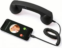 Retro Telefoonhoorn - Geschikt voor iPhone & Android - USB-C Bedrade Telefoonhoorn met Microfoon - Vintage Handset voor Bellen, Videogesprekken, Vergaderingen & Online Conferenties - Zwart — thumbnail 1