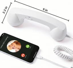 Retro Telefoonhoorn - Geschikt voor iPhone & Android - USB-C Bedrade Telefoonhoorn met Microfoon - Vintage Handset voor Bellen, Videogesprekken, Vergaderingen & Online Conferenties - Wit — thumbnail 5