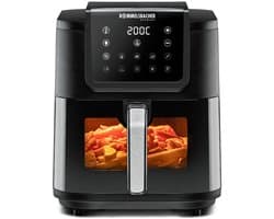 Airfryer 8 liter 1700W met 10 programma's heteluchtfriteuse met timer temperatuurregeling en antiaanbaklaag zwart