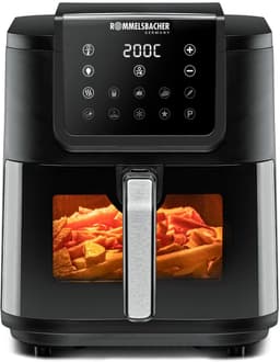 Airfryer 8 liter 1700W met 10 programma's heteluchtfriteuse met timer temperatuurregeling en antiaanbaklaag zwart — thumbnail 1