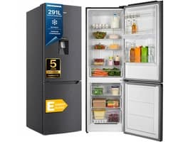 Heinner HCNF-HM291INVDGWDE++ Koel-vriescombinatie Antracietgrijs – 291 L – No Frost met Waterdispenser – Vrijstaand – Vingerafdrukbestendig – 5 Jaar Garantie