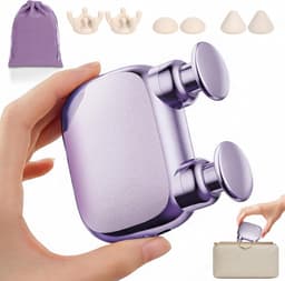 Mini Massage Gun, Draagbaar Massagepistool voor Spiermassage, Handheld Percussiemassager voor Nek, Rug, Schouders, Armen, Handen en Benen, Compact voor Reizen en Sportschool, Cadeau voor Vrouwen, Paars — thumbnail 1