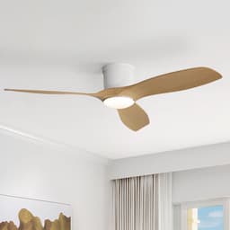 Plafondventilator met verlichting en afstandsbediening – 52 inch – Ventilator met 3 ABS-bladen en DC-motor – 6 snelheden en timer – Wit — thumbnail 1