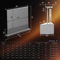 4K UHD Laser TV Beamer, 92 Inch Vrijstaand Uittrekbaar Elektrisch Scherm, ALR CLR, Mobiel Draagbaar Thuisbioscoop voor Ultra-Korte Projector — thumbnail 4