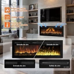 Elektrische Open Haard 91,5 cm Breed - 1500 Watt Vermogen - Zwart Glas Kunststof Metaal - Modern Decoratief Verwarmingselement — thumbnail 5