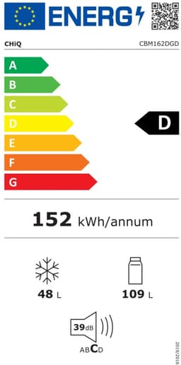 CHiQ CBM162DGD - Koel-vriescombinatie - 157 Liter - Klasse D - Praktische indeling - Elektronische Bediening - 12 jaar garantie op compressor — thumbnail 2