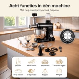 Gatson Multifunctionele Keukenmachine - Blender, Vleesmolen, Koekjesmaker & Groentesnijder - Keukenmixer - Keukenrobot - Foodprocessor - Mixer Met Mengkom — thumbnail 4
