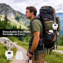 VHV - Plafondventilator met verlichting - 8000 mAh oplaadbaar - LED lamp met afstandsbediening - Stille ventilator met 3 snelheden - Draagbare hanglamp geschikt voor tent, paviljoen, terras en camper - Camping lamp — thumbnail 2