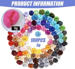 300 g multicolor viltwolset: viltwol, set van 100 kleuren, veelzijdige premium merinowol, nat vilten, droogvilten, wol roving voor droog vilten, voor knutselprojecten en doe-het-zelf handwerk — thumbnail 1