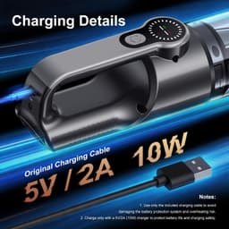 Draadloze Autostofzuiger 18000 Pa – 2-in-1 Kruimeldief en Luchtblazer – LCD-display – Tot 35 Minuten Gebruiksduur – 7 Opzetstukken – 2 Wasbare HEPA-filters – Zwart — thumbnail 5