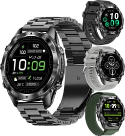 Siltcon® Smartwatch Heren Pro - 1,46" Sporthorloge - Horloge Heren - Stappenteller - Bloeddrukmeter - Hartslagmeter - Saturatiemeter - Slaapmonitor - Belfunctie - 100+ Sport - Zaklamp - Elke Pols - Geschikt voor iOS/Android - Incl. 4 Bandjes — thumbnail 3