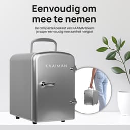 Kaaiman® Mini Koelkast 4L - Kleine Koelkast 12V/220V - Cosmetische Koelkast - Warm en Koud Functie - Skincare Fridge - Minikoelkast Slaapkamer - Zilver — thumbnail 2