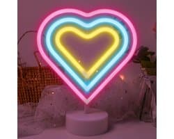 Hartvormig regenboogneonlicht, geschikt voor slaapkamers, nachtlampjes, op batterijen of USB, verjaardagen, feesten, woonkamers, eettafels, kinderen en als cadeau.