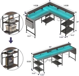 Vedder House - Gamingbureau - L vormig - LED verlichting - Flexibele indeling - Hoekbureau - Game bureau — thumbnail 5