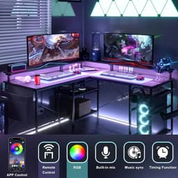 Vedder House - Gamingbureau - L vormig - LED verlichting - Flexibele indeling - Hoekbureau - Game bureau — thumbnail 2