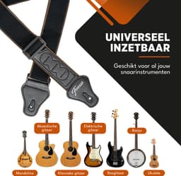 Finesse Gitaarband met Plectrumhouders - Verstelbaar - Katoen - Akoestische & Elektrische Gitaar - Gitaarriem - Gitaar Strap - Guitar Strap — thumbnail 4