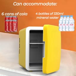 Mini koelkast 4L - Minibar - Voor eten & drinken - Skincare & make-up fridge - olledig stil 22dB - USB - Auto koelkast - Geel — thumbnail 5