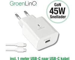 GroenLinQ 45W USB-C Snellader + 1m USB-C Kabel – Geschikt voor o.a. Samsung, iPhone, tablet en laptop - NL Handleiding