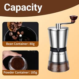 Keraamisch Tanden Handkoffiemolen – 8 Instellingen voor Espresso/Cold Brew/French Press — thumbnail 2