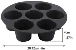 Taartvorm - Siliconen Bakvorm - Cupcake bakvorm - Rond - Zwart - 20*4 cm - Bakplaat voor de airfryer - Muffinbakvorm - Voor 7 Muffins - Antiaanbaklaag - Hittebestendige - Herbruikbaar - Voor Het Bakken Van Cupcakes, Brownies, Chocolade — thumbnail 2