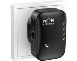 Wifi-versterker - WLFIrepeater 300 Mbit/s 2,4 GHz - wifi-versterker met repeater/AP-modus - Signaal versterker - WLAN-extender met ethernet-verbinding - Draadloos - zwart