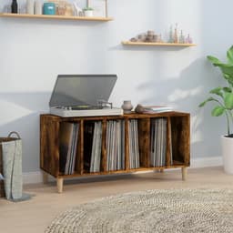 Platenspeler Meubel - LP-kast - Platenspelerkast - Draaitafelstandaard - Platenspelerstandaard - Vintage Displayplank - Gerookt Eiken — thumbnail 3