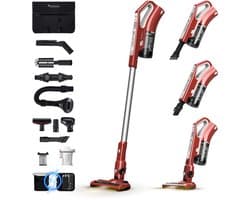 TurboTronic VS180 Cyclonic - 2-in-1 draadloze Steelstofzuiger met kruimeldief – hoge zuigkracht - 2 snelheden - 2200 mAH accu - 180W - extra accessoires - Zwart