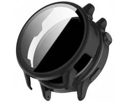 Screenprotector case - geschikt voor Garmin Vivoactive 6 - full cover hoesje - gehard glas - volledige bescherming - mat zwart