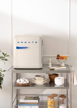 CREATE - Koelkast in retrostijl - Gebroken wit - Handvat Kobaltblauw - FRIDGE RETRO 48L — thumbnail 4