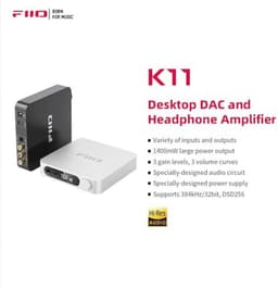 FIIO K11 Desktop 1400 W Power Gebalanceerde Hoofdtelefoon DAC & Versterker 384 kHz/24Bit DSD256 voor Home Audio/PC 6.35mm/4.4mm/RCA/Coaxiale/Optische (Zilver) — thumbnail 2
