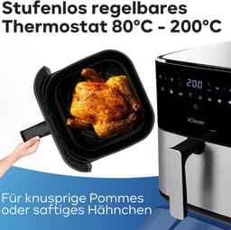 Airfryer 5 Liter met 8 Programma's en LED Display Zwart RVS — thumbnail 5