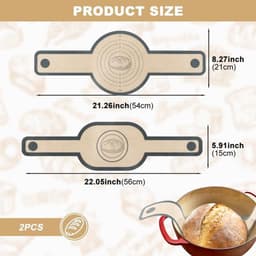 Lange Handvatten Deeg Mat - 2 stuks - sling bakmat - Multifunctionele siliconen bakmat - Brood Bakken Mat - vaatwasserbestendig - Deegmat - brood-Sling siliconen bakmat - Broodbakmat - Geschikt voor Airfryer, Oven En Magnetron — thumbnail 5