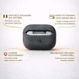 GoldStandard - Alcantara hoesje geschikt voor AirPods Pro 3 - Alcantara Airpods Case - Dark Grey — thumbnail 2