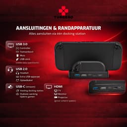 Turqero Nintendo Switch 2 TV Docking Station Set met RGB – 4K UHD – Oplaadstation met 2x Joy‑Con Oplaadplekken + Tv/Monitor aansluiting voor Schermprojectie - Switch 2 accessoires — thumbnail 3