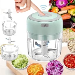 Mini keukenmachine 250 ml, vleesmolen, kleine keukenmachine met 3 roestvrijstalen messen, elektrische hakmolen, Geschikt voor vlees, groenten en fruit. — thumbnail 1