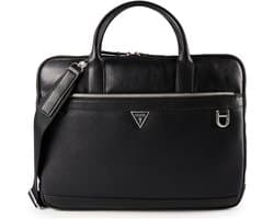 GUESS Leren business tas met laptopvak Monaco Laptop Bag Black zwart