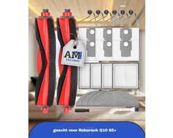 24 stuks accessoires gescht voor Roborock Q10 S5+ robotstofzuiger, 2 hoofdborstels, 6 stofzakken, 4 dweilpads, 4 HEPA-filters, 6 zijborstels, 1 reinigingsborstel, 1 schroevendraaier