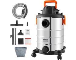 VEVOR Nat-Droogzuiger Industriële Stofzuiger 30L 6PK 1200W Zilver