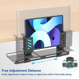 3-in-1 Laptop Houder Met Kabelbeheer en Hooftelefoonhaakjes - Verstelbare Onder-Bureau Organizer voor Thuis en Kantoor — thumbnail 5