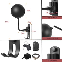 Helmhouder voor motorfiets - Wandmontage van aluminiumlegering - Perfect voor motorhelmen en hoeden — thumbnail 4