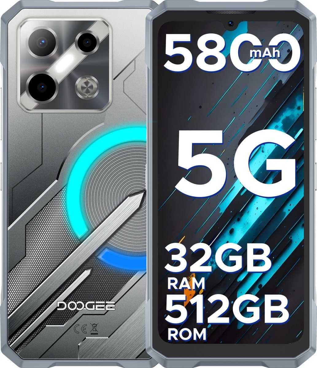 DOOGEE Blade GT Pro 5G - Outdoortelefoon - Outdoor smartphone - 32 GB RAM +512 GB ROM/2TB TF - Dimension 7025 - 6,72 inth FHD 120 Hz - LED lichteffecten - 100MP AI-camera/32 MP - 5800 mAh/18W - Vingerafdruk- Face ID - NFC - Zilver — afbeelding 1