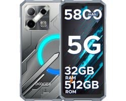 DOOGEE Blade GT Pro 5G - Outdoortelefoon - Outdoor smartphone - 32 GB RAM +512 GB ROM/2TB TF - Dimension 7025 - 6,72 inth FHD 120 Hz - LED lichteffecten - 100MP AI-camera/32 MP - 5800 mAh/18W - Vingerafdruk- Face ID - NFC - Zilver