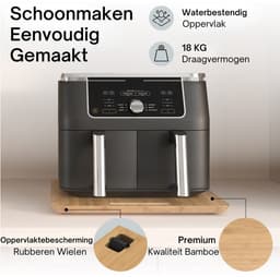 Ibyx Bamboe Schuifplank - Krasvrije Onderzetter met Wieltjes voor Koffiezetapparaat, Airfryer & Espressomachine - Keuken Organizer — thumbnail 4