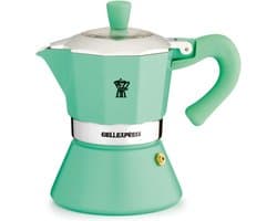 Italiaans koffiezetapparaat - PEZZETTI - BELLEXPRESS - Aluminium - 6 kopjes - Geschikt voor alle kookplaten inclusief inductie - Turquoise