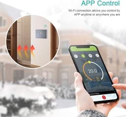 Slimme WiFi Thermostaat voor CV-ketel en Vloerverwarming – App Bediening, Spraakbesturing & Weergave Buitenlucht — thumbnail 5