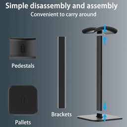 Koptelefoon Houder - Headset Stand - Aluminium - Koptelefoon Haak - Headset Houder - Universele - Voor Op Je Bureau - 10x10x24.5cm - Zwart — thumbnail 2