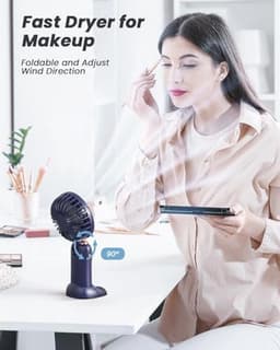 Draagbare Handventilator 4000 mAh - 3-in-1 Multifunctionele Reisventilator met Digitaal Display - Opvouwbare Bureauventilator met 5 Snelheden — thumbnail 5