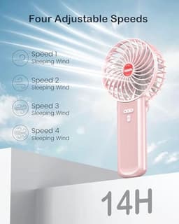 Draagbare mini handventilator met USB-oplaadfunctie - Stil, opvouwbaar en met 4 snelheden voor kantoor, thuis en tijdens het reizen — thumbnail 2